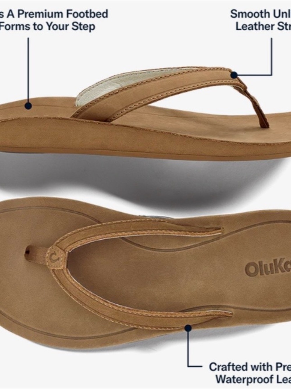 OluKai Southshore Women’s Waterproof Leather Sandals Size 8